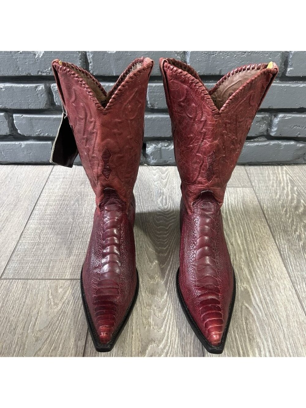 Montana Pointed Toe Ostrich Leg Western Cowboy Boots Mens 11